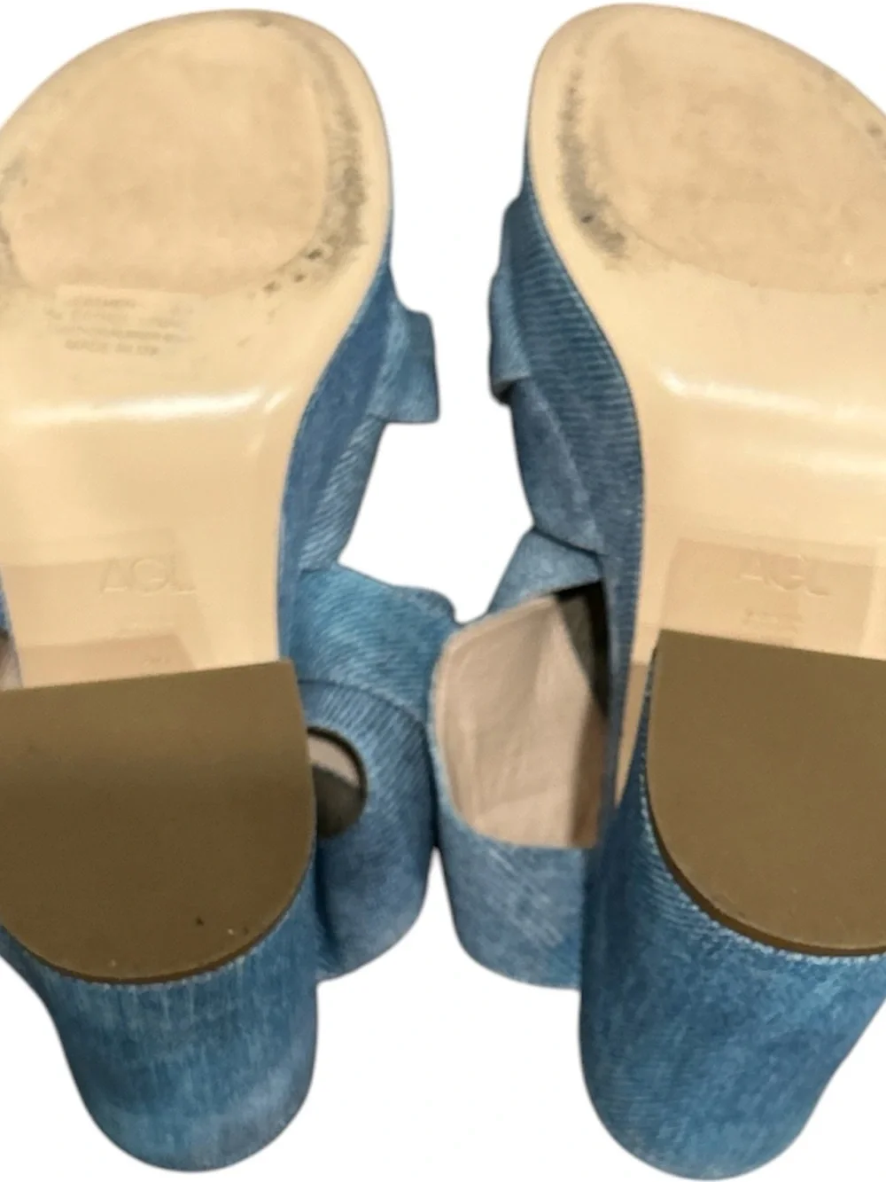 AGL Sista Denim Covered Block Heeled Sandals Size 39 US 8.5 in Blue Jeans Y2K